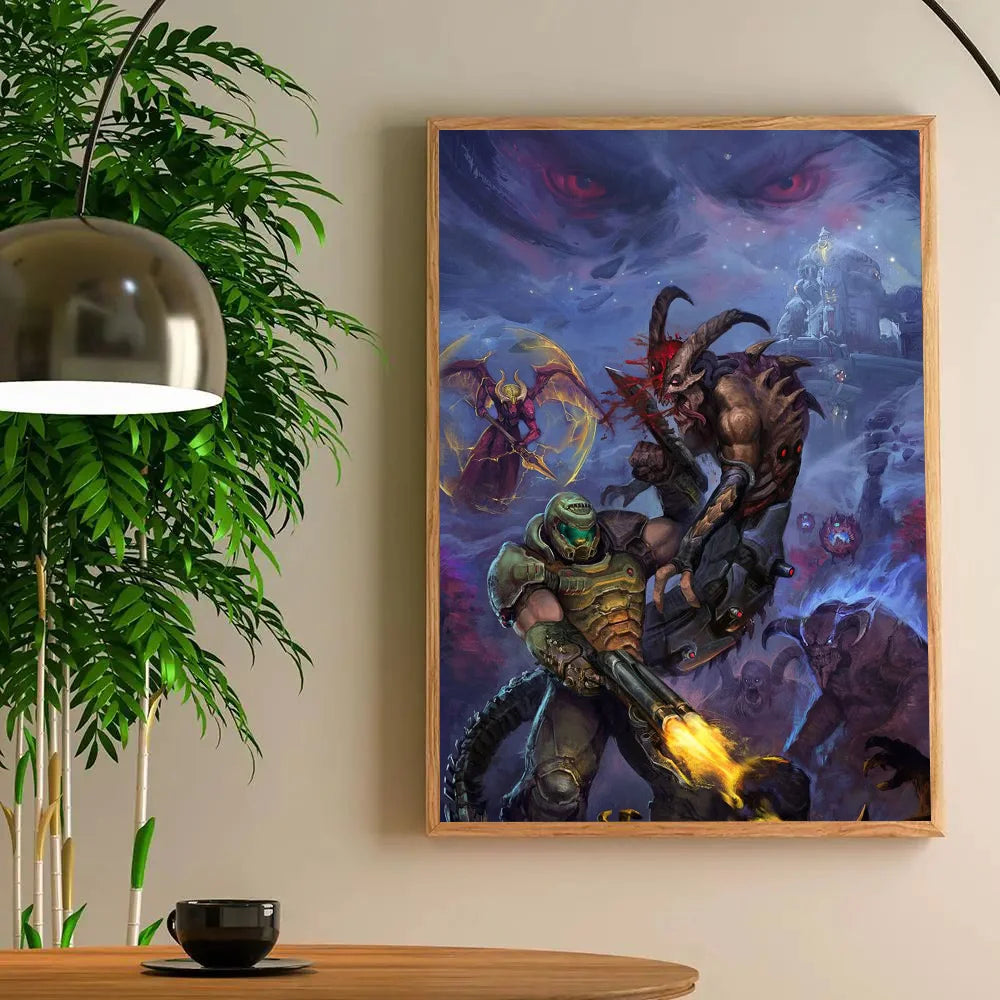 DOOM Eternal Poster – Epic Frost Inferno Battle Against Demonic Legions