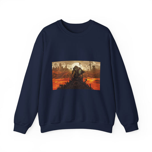 DOOM: The Dark Ages Sweatshirt – Slayer Over Hellfire Scene (Navy Blue)