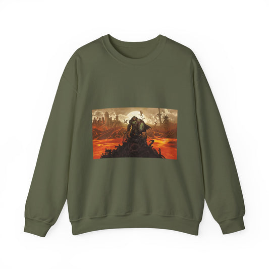 DOOM: The Dark Ages Sweatshirt – Slayer Over Hellfire Scene (Army Green)