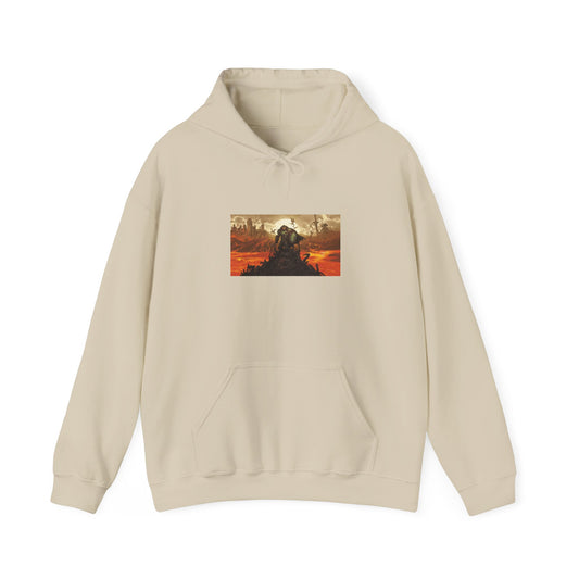 DOOM: The Dark Ages Hoodie – Slayer Over Hellfire Scene (Beige)