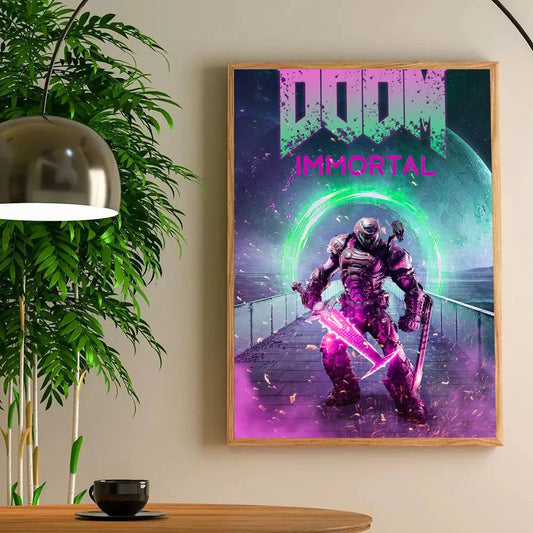 DOOM Immortal Poster – Neon Slayer Future Warrior