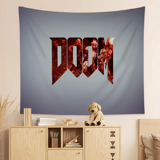 DOOM Logo Demon Horde Wall Tapestry